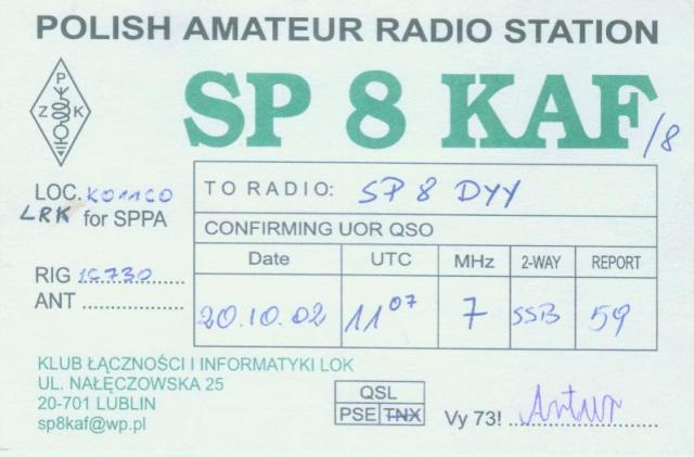 SP8KAF - SP8KAF/8 - 2002