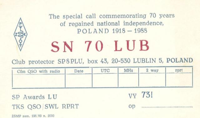 SP8PLU - SN70LUB - 1988